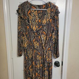 🌟Next paisley print dress, long sleeves, Navy and Rust, 20